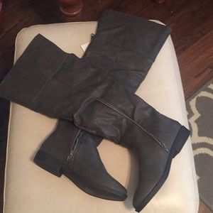 Grey thigh-high boots